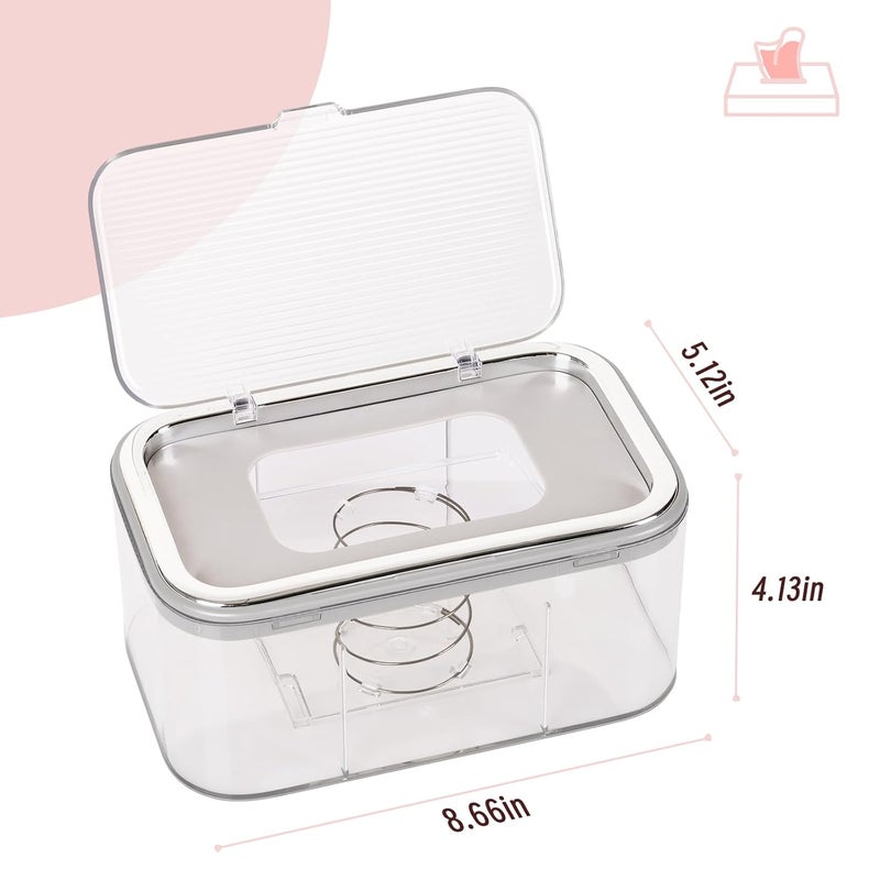 Flenpptly Baby Wipes Dispenser, Wipe Holder & Freshness Keeper - Easy to Open, Large Capacity (Silver) - Image 2